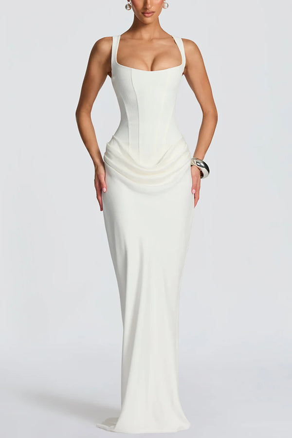 Luna · Vestito maxi con scollo quadrato