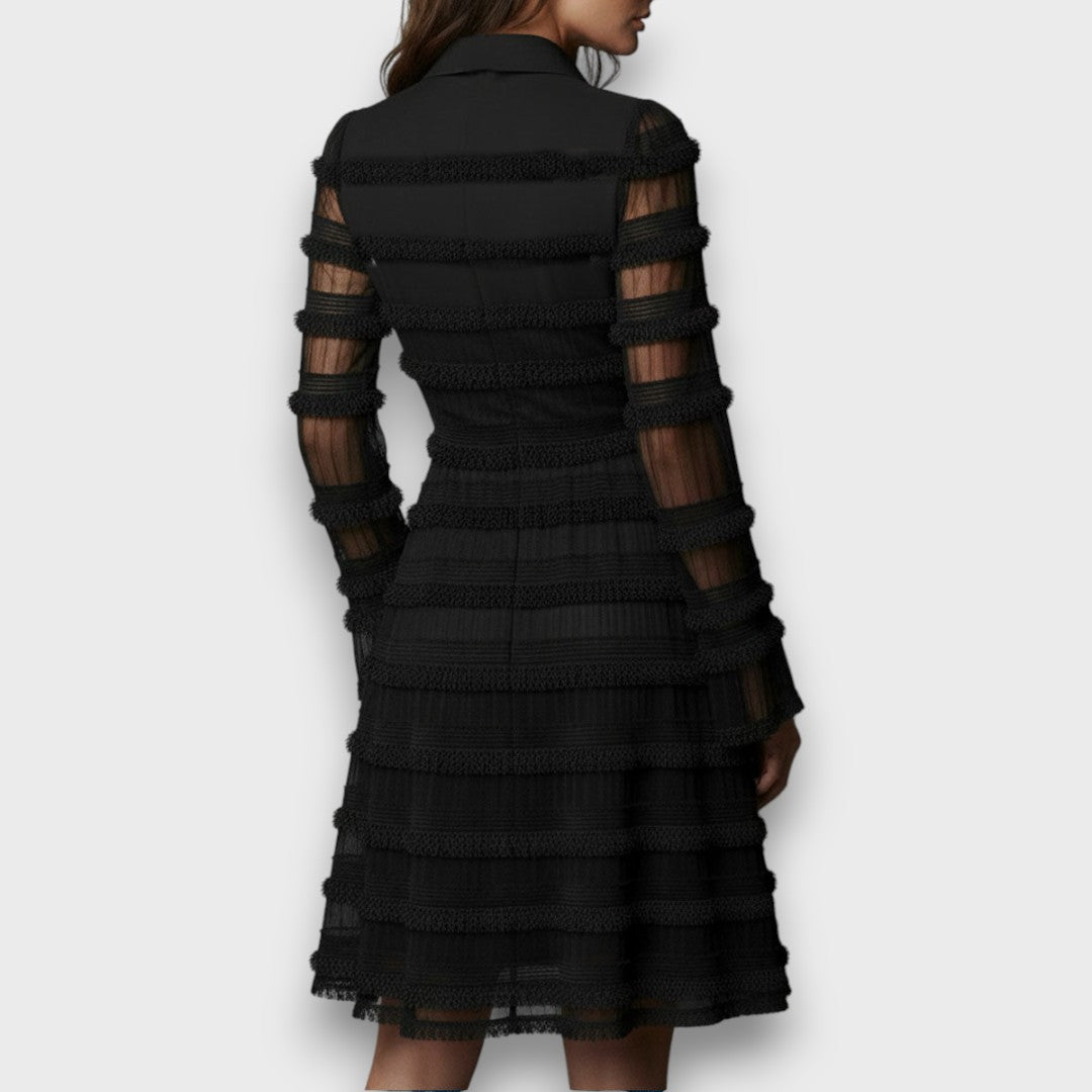 Perla | Abito Midi con Frange Trasparenti