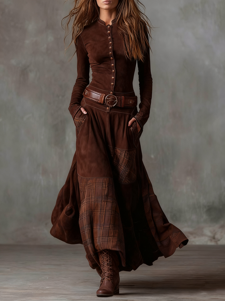 Michelle | Abito  maxi scamosciato