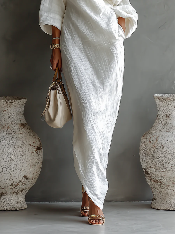 Nerina | Abito maxi monospalla elegante e fluido